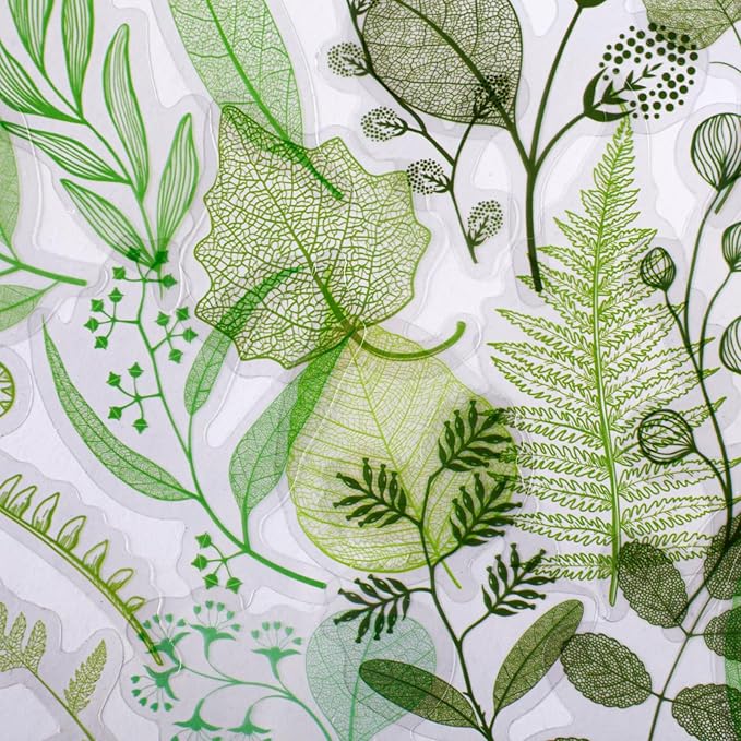 120 Pieces Leaf Vein Theme PET Stickers Set, 6 Pack Nature Ephemera for Scrapbooking, Journaling, DIY Crafts, and Art Supplies