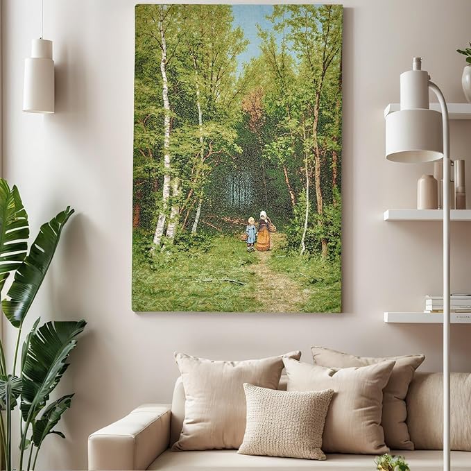 AureoMadis Woven Tapestry Wall Hanging | Shishkin Forest Landscape Art, Jacquard Woven Vintage Wall Decor with TC Backing, Medieval/Victorian Fine Art Tapestries Dual Rod Pocket 28.5"x41.5"