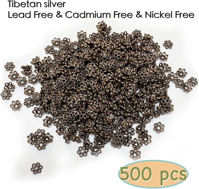 Heather's cf 500 Pieces Copper Tiny Bead Caps Findings (Fit 8mm 10mm Round Beads) for Jewelry Making