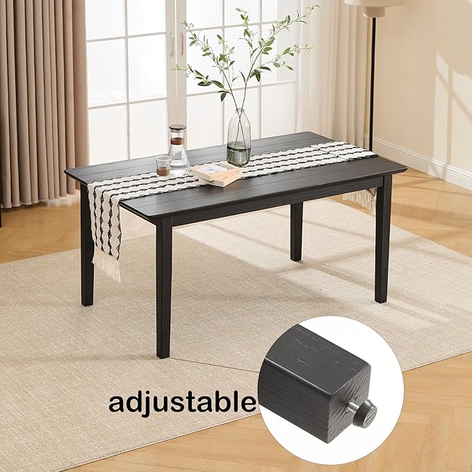 LZAREAL Modern Farmhouse Dining Table for 4 6 Solid Wood Dining Room Table Black Rectangular Kitchen Table Plank and Beam Dining Table for Dining Room Kitchen Restaurant