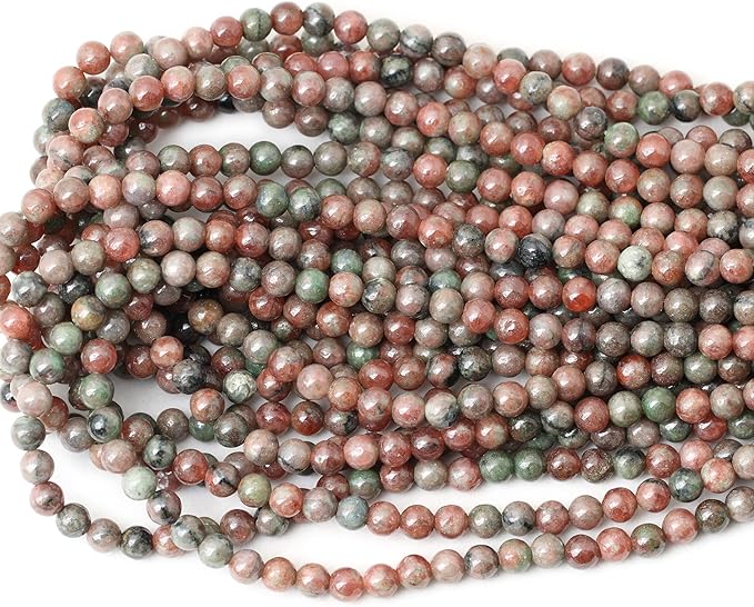 60PCS 6mm Natural Kashgar Garnet Gemstones Round Loose Beads for Jewelry Making 1 Strand 15"