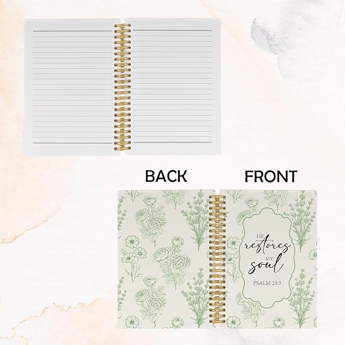 Christian Journal Notebook - Green Bible Verse Religious Scripture Notebooks College Ruled for Work School, Gifts for Women, Office Supplies, Hardcover Spiral Notebook 5.5"x8.3"