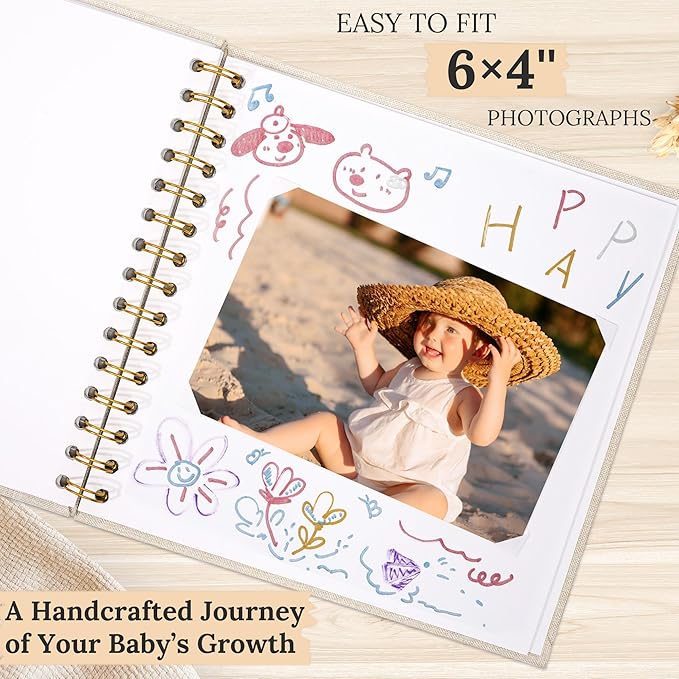 Scrapbook Photo Album Linen Cover, 8 x 8 Inch Hardcover Kraft White Pages Memory Book, for Travel Wedding Guest Book Christmas Baby Shower (20 Sheets/ 40 Pages,Blue)