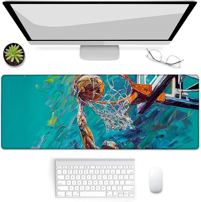 Basketball Gaming Mouse Pad, Mouse Pad, Desk Mat, Non-Slip Rubber Base MousePads for Computers Laptop Office School Home Accessories Decor Gifts 31.5" x 11.8"