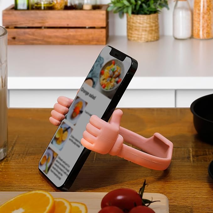 Honsky Cell Phone Stand Holder 2-Pack,Thumbs Up Lazy Phone Stand,Universal Adjustable Flexible Dock for All Phones & Tablets,Cute Stocking Stuffer Gift for Teen Girls,Flag Blue/Pink