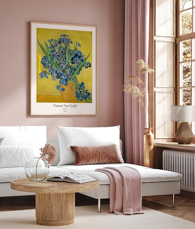 Monem Art Vintage Van Gogh Poster - Retro Irises Print - Flowers in Vase Art - Impressionism Art - Floral Art - Fine Art - Classic Painting Art - Living Room Wall Decor - 18x24 UNFRAMED Wall Art
