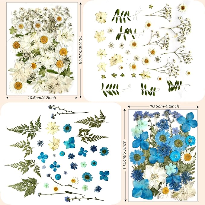 140Pcs Pressed Flowers for Resin Real Bulk Dried Flowers Dry Flowers Leaves for Resin Mold Scrapbooking DIY Art Crafts, Epoxy Resin Jewelry Molds, Candle, Soap Making (Colorful)