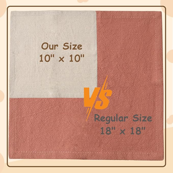 Urby Eco Hanky 10x10in Reusable Linen/Cotton Napkins. Small Cloth Napkins. Eco Friendly. Ideal Use As Kids Napkins for Lunch. Dinners. Occasions Like Weddings,Birthday,Cocktail Parties. (LGN,12pk)