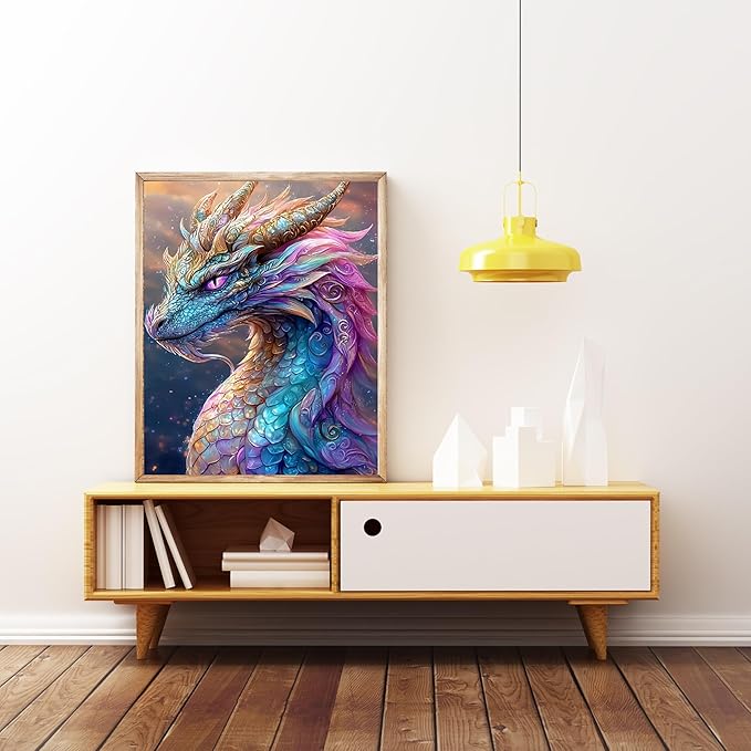 Dragon 5D DIY Diamond Painting Kits for Adults, Diamond Art Kits for Beginners, Full Drill Dot Painting Gem Art Kits for Home Wall Decor11.8 x15.7 Inch