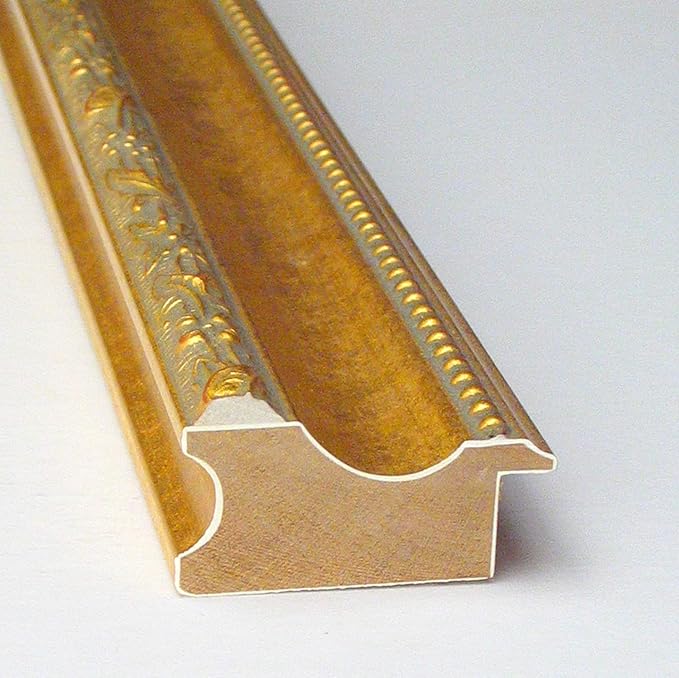 Amanti Art Gold Wall Mirror 28x40 Colonial Embossed Gold Rectangle Bathroom Mirror for Wall Decor Living Room, Large Traditional Wood Frame, Hangs Horizonally and Vertically, Bathroom Decor, Beveled