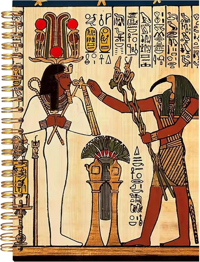 BearCake Ancient Egypt Theme Vintage Notebook Journal, Egytian Mathology Gifts, Ancient Egypt Gifts for Women, Hardcover Spiral Notebook 5.5x8.3