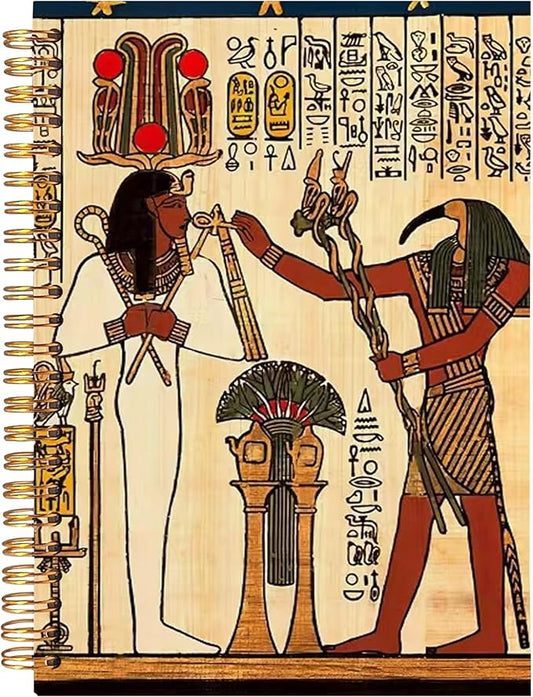 BearCake Ancient Egypt Theme Vintage Notebook Journal, Egytian Mathology Gifts, Ancient Egypt Gifts for Women, Hardcover Spiral Notebook 5.5x8.3