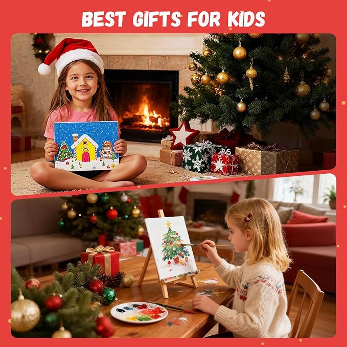 Simetufy 16 Pcs 4 Sizes Painting Canvas Boards 4 Each of 6x8, 8x10, 10x12, 12x16, 100% Cotton Blank Paint Canvas Panels for Oil Acrylic Watercolor, Acid-Free for Kids & Artists Gift