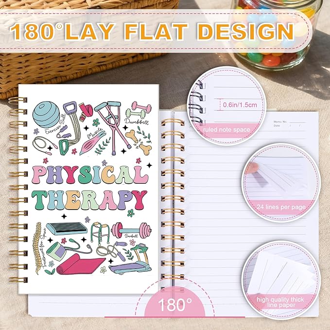 Physical Therapy Spiral Notebook - Physical Therapy Gifts Hardcover Spiral Journal Notebook for Women PT Month Appreciation Gift Therapist Notebooks for Note Taking 5.5x8.3 Inch