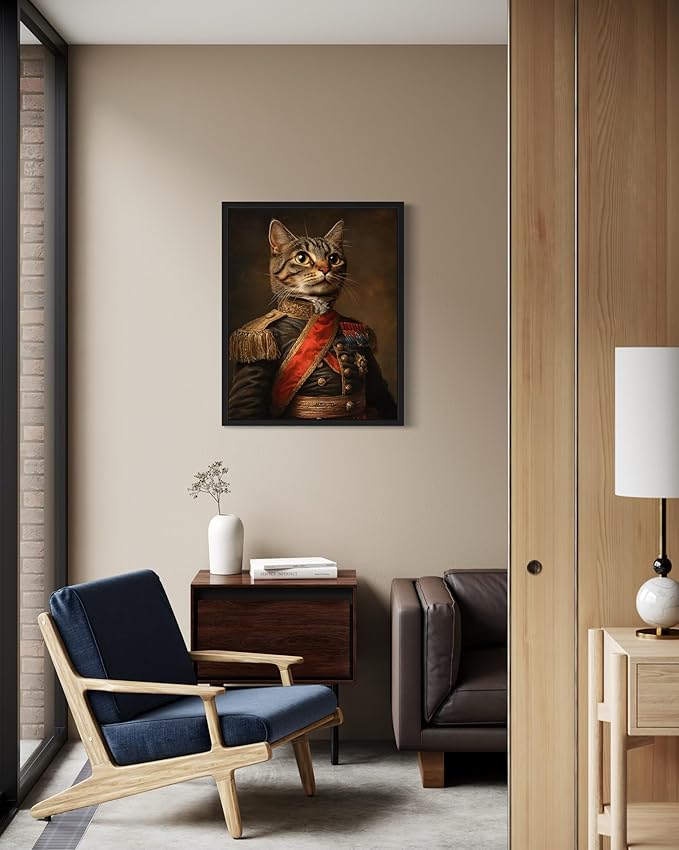 Cat General Art Poster Print, Cat Kitten Painting Humor Portrait Pet Artwork Decor Gallery A8 (General, 8 x 10 inches, Unframed)