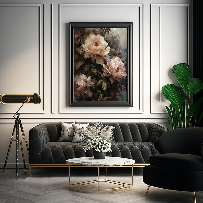 JYXSJYYD Paint by Numbers Kit for Adults Beginner,Peony Paint by Number Kits Canvas Without Framed,Flower DIY Acrylic Oil Painting Adults Paint by Numbers Kits for Home Wall Decor 16x20 Inch