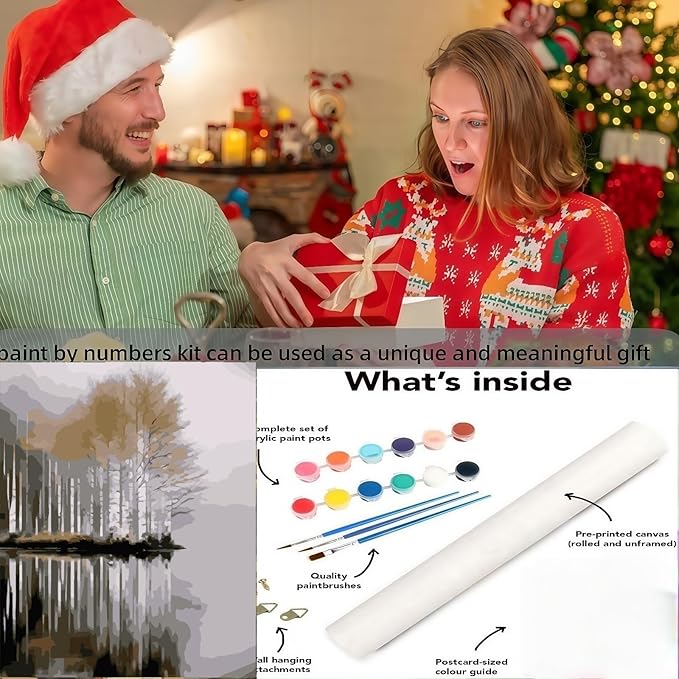 Paint by Numbers Kit for Adults, Birch Tree Landscape Adult Paint by Number Kits On Canvas, DIY Acrylic Oil Number Painting Kits for Beginners, Color by Number Adult for Home Wall Decor 12x16Inch