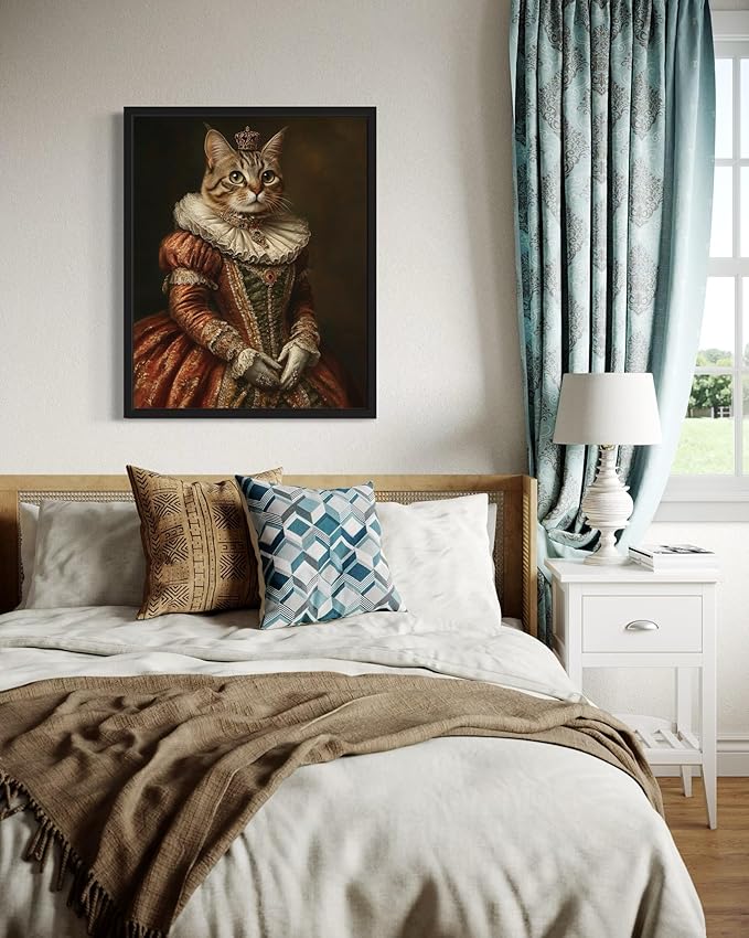Medieval Cat Art Poster Print, Cat Kitten Painting Humor Portrait Pet Artwork Decor Gallery A8 (Medieval, 11 x 14 inches, Unframed)