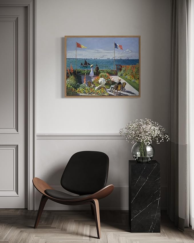 Garden at Sainte Claude Monet Wall Art Print Poster, Impressionist Painting Wall Art Wall Decor, for Bedroom and Living room Bathroom Decor 115 (Garden at Sainte, 8 x 10 inches, Wood Frame)