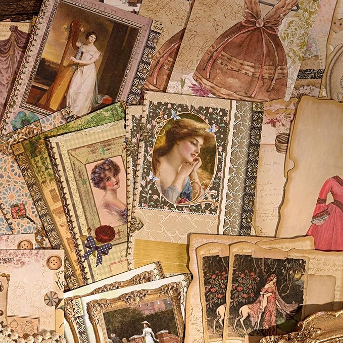 Alideco 100pcs Vintage Scrapbook Supplies Pack for Art Journaling Bullet Junk Journal Planners DIY Paper Stickers Craft Kits Notebook Collage Album Aesthetic Cottagecore Picture Frames (fashilangman)