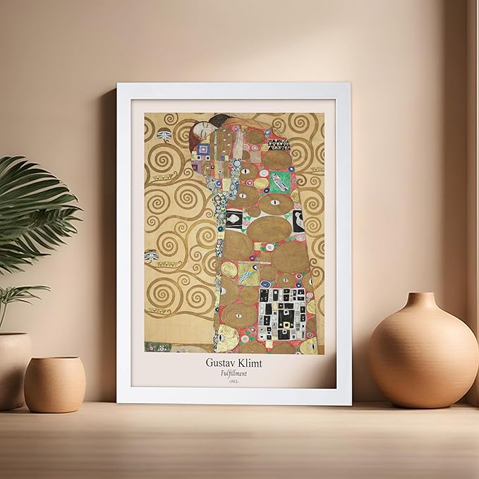 Poster Master Vintage Gustav Klimt Poster - Retro Fulfillment Print - Art Nouveau - Abstract Art - Symbolism Art - Aesthetic Art - Classic Painting - Living Room Wall Decor - 16x20 White Framed