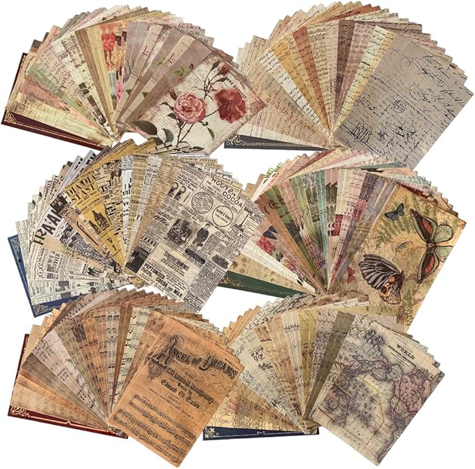 180 Sheets Collage Material Vintage DIY Scrapbook Paper Journaling Scrapbooking Supplies for Notebook Decor Cottagecore Picture Frames DIY Bullet Journal Artwork Art Collage