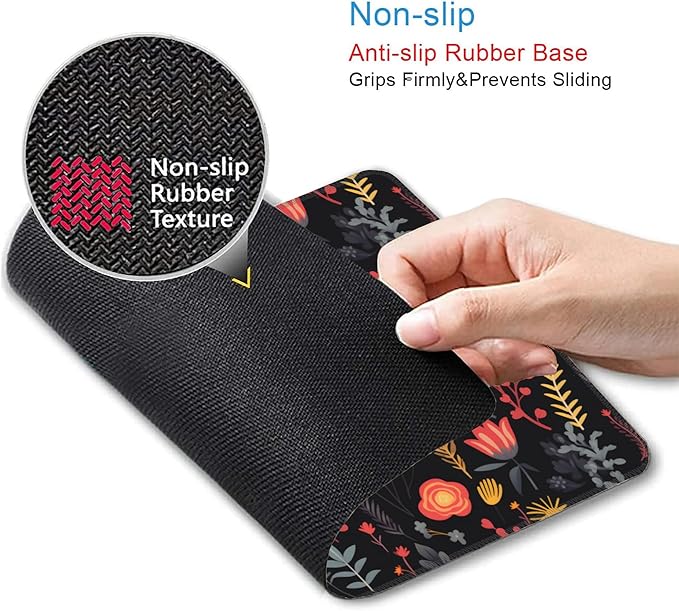Mouse Pad, Boho Colorful Floral Mouse Pads for Desk,Soft Computer Mouse Mat Square Waterproof Non-Slip Rubber Base Gaming MousePads for Women Men,Laptop,Office