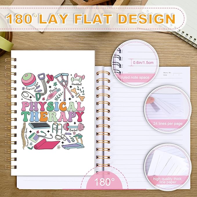 Physical Therapy Spiral Notebook - Physical Therapist Gifts, Hardcover Spiral Journal Notebook for PT Women, PT Month Appreciation Gift, Therapist Journal Notebooks for Note Taking 5.5x8.3 Inch