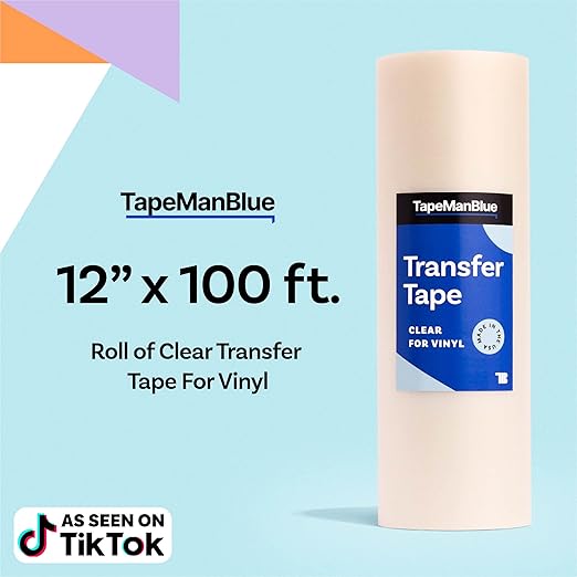 Clear Transfer Tape for Vinyl - 12" x 100' Roll, Made in USA, Premium Vinyl Transfer Tape with Medium to High Tack Adhesive for Crafts, Decals & Letters