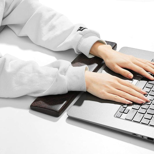 Wooden Keyboard Wrist Rest and Mouse Pad - Solid Wood Palm Rest Guard, Wenge, 14.2in