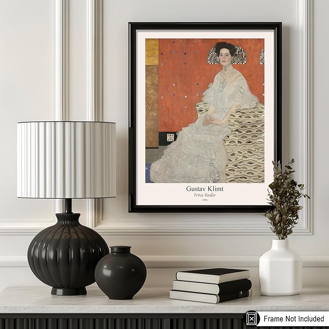 Poster Master Vintage Gustav Klimt Poster - Retro Fritza Riedler Print - Art Nouveau - Portrait Art - Symbolism Art - Aesthetic Art - Classic Painting - Living Room Decor - 8x10 UNFRAMED Wall Art