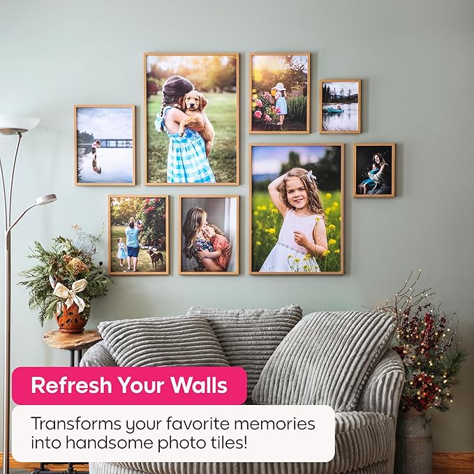 Mixtiles Official - Custom Photo Tiles - Magnetic Wall Frames - Adhesive Sticker, no Nails - Personalized Printed Photos - Various Sizes and Frames - 11x8-1-Tile - Border Black