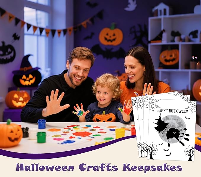 NZSXU Halloween Baby Handprint Craft Kit, Baby First Halloween, 10 Pack Flying Witch Broom DIY Handprint Keepsake Gifts, DIY Newborn Hand and Foot Arts and Crafts for Nursery Decor Class Activities