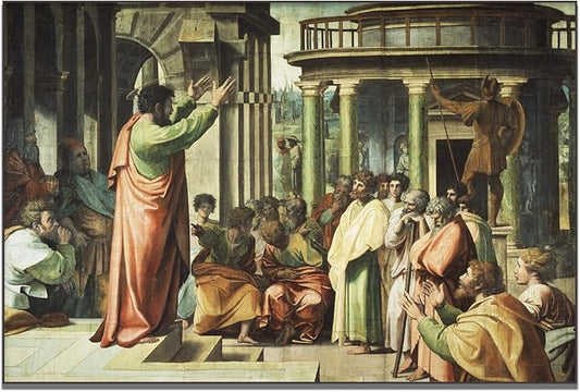 Raphael Canvas Wall Art St Paul Preaching At Athens Poster Famous Oil Painting Print Historical Cultural Illustration Modern Home Decor Suitable for Classroom Home Wall Decor Unframed(8x12in/20x30cm)