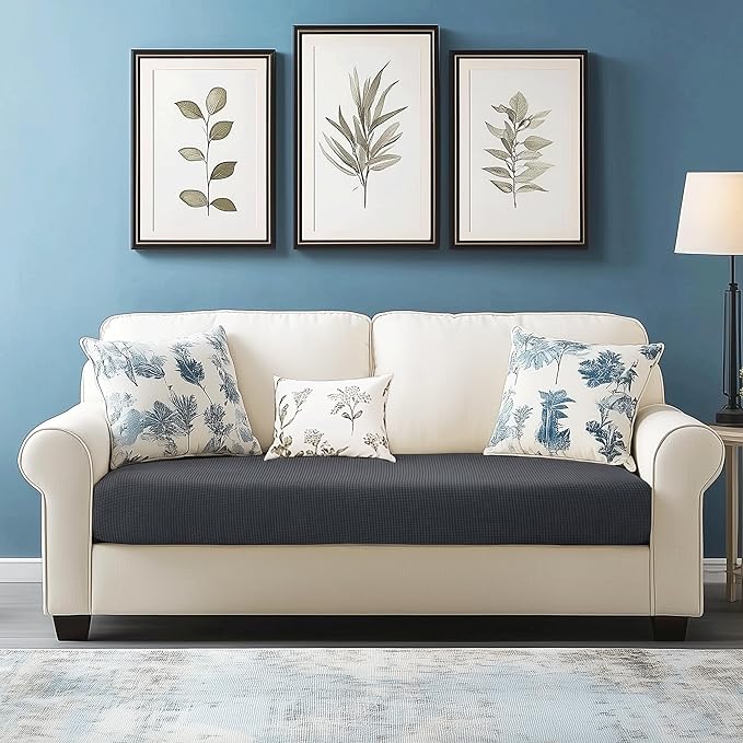 CHUN YI Medium Couch Cushion Cover Stretch for Loveseat, Sofa Seat Slipcovers for Pets, Suitable for Armchair Loveseat Sofa with Spandex Jacquard Washable Fabric(Medium,Grey)