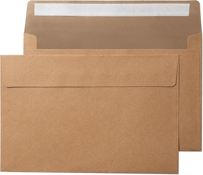Pack It Chic - 5.5” X 8.5” Envelopes (110 Count) Kraft A9 Peel-and-Stick Envelopes for Photos, Letters, Invitations, Weddings, Announcements, and Holidays - 5 3/4" X 8 3/4"