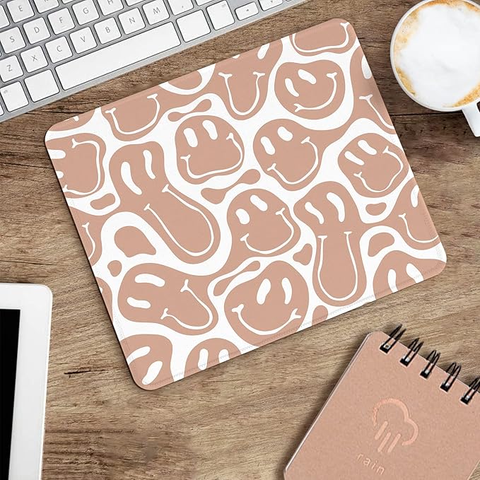 Seorsok Square Mouse Pad Cute Retro Smiley Hippie,Office Home Personalized Premium-Textured Mouse Mat Design,Waterproof Mousepad,Non-Slip Rubber Base Computer Mouse Pads for Wireless Mouse