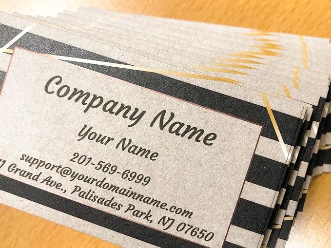 Custom Premium Business Cards 100 pcs Full color - Printed on 16pt(350gsm) or14pt (308gsm) Classic matte paper, Made in The USA (Kraft-Stripe)