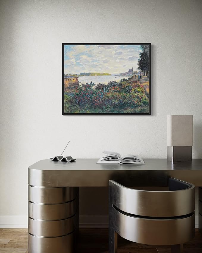 La Seine À Argenteuil Claude Monet Wall Art Print Poster, Impressionist Painting Wall Art Wall Decor, for Bedroom and Living room Bathroom Decor 115 (La Seine À Argenteuil, 11 x 14 inches, Black Frame)