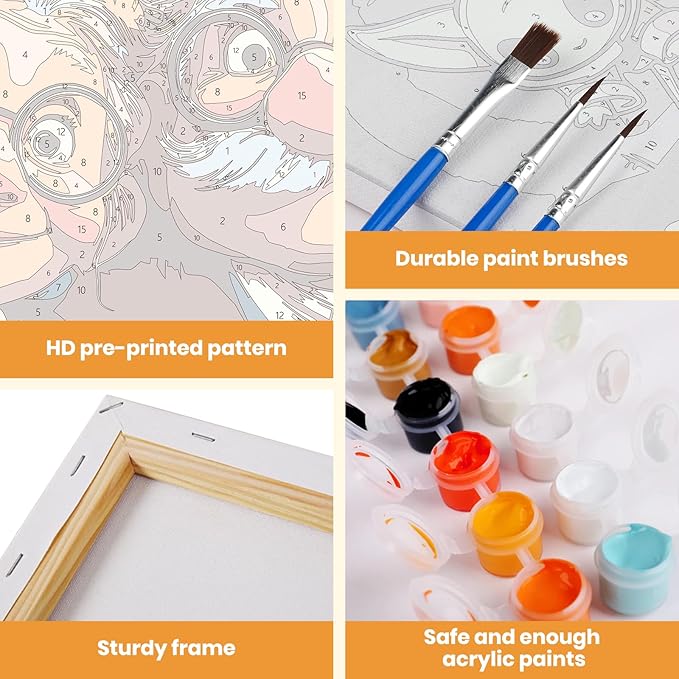 MXJSUA Elderly Couple Framed Paint by Numbers for Adults Beginners, Easy Adults' Paint-by-Number Kits on Canvas with Easel, Acrylic Number Painting Crafts Kits Gifts for Home Decor, 8x12inch