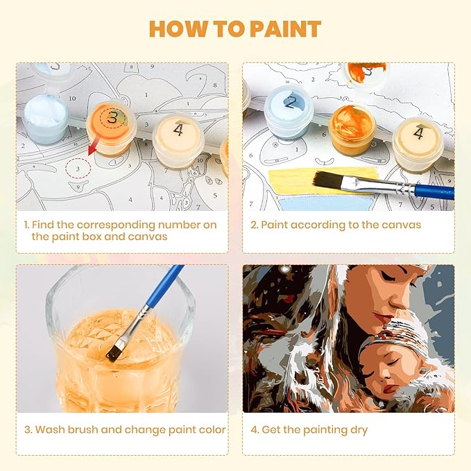 MXJSUA Indian Woman Framed Paint by Numbers for Adults Beginners, Easy Adults' Paint-by-Number Kits on Canvas with Easel, Acrylic Number Painting Crafts Kits Gifts for Home Decor, 8x12inch
