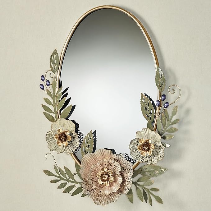 Touch of Class Forever Blooms Pastel Floral Oval Wall Mirror