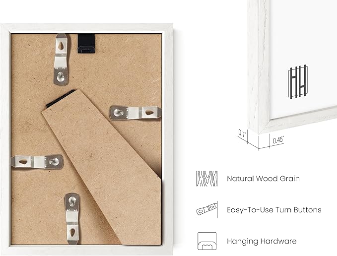 HAUS AND HUES White Oak Wood 5x7 Picture Frame - Standalone Natural Frame for Photos (Set of 1)