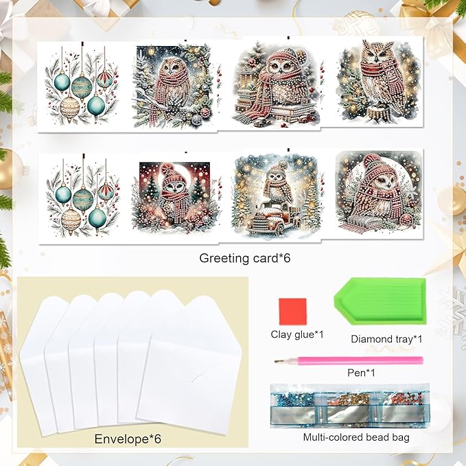 Diamond Painting Greeting Card Kit, Special Shaped Diamonds Painting, DIY Handcraft for Relatives and Friends with Wishes,Unique Design Crafting for Birthday or Holiday Cards