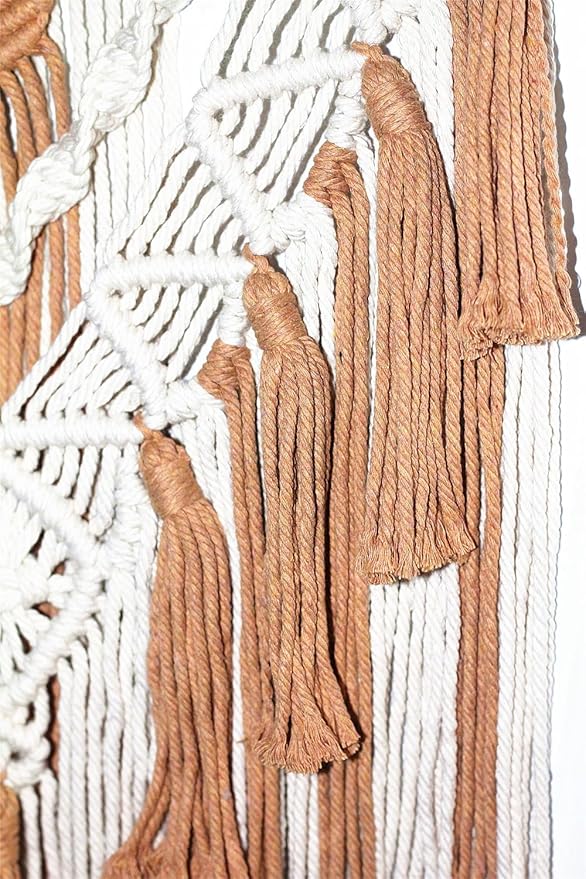 BMIDRUT Macrame Woven Wall Hanging Tapestry Boho Wall Art Handmade Macrame Tapestry for Wedding Bedroom Living Room Background Wall 17x30 Inch