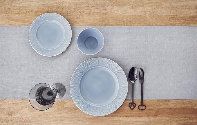 Solino Home Linen Light Grey Table Runner 48 Inches - 100% Pure Linen Small Table Runner 14 x 48 Inch Ideal for Dresser and Coffee Tables, Spring - Diana Medium Weight
