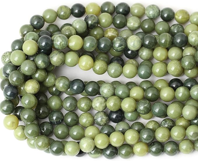 35PCS 10mm Natural Canadian Jade Gemstone Round Loose Beads Stone Beads for Jewelry Making DIY 1 Strand 15"