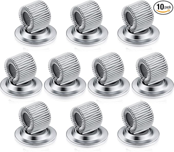 Outus 10 Pcs Silver Pen Holder Clips Manganese Steel Pen Holder Self Adhesive Pencil Organizer with Adjustable Spring Loop for Refrigerator Whiteboard Erase Board and Bulletin Board Map