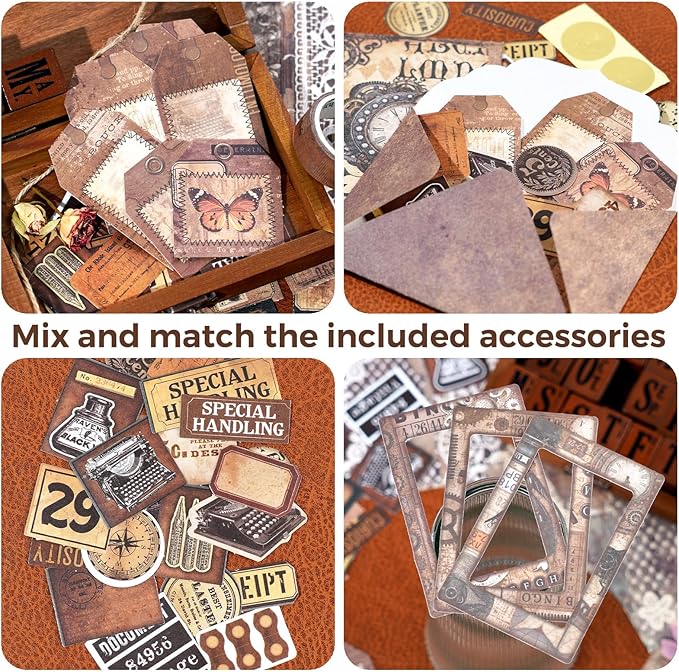Funto Scrapbooking Kit, The Love Poems Series- Vintage Items, Perfect for Bullet Scrapbooking Materials, Planner DIY Craft Collage