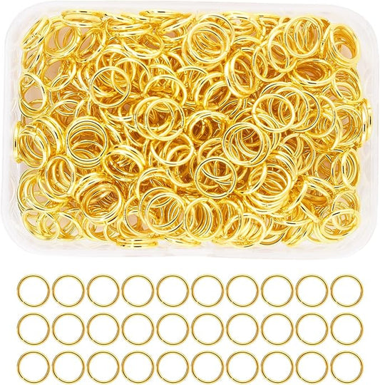 Mandala Crafts Assorted Gold Color Jump Rings Jewelry Findings Metal O Rings for Jewelry Making Supplies - 300 12mm Small Open Jump Rings Kit for Necklace Earring